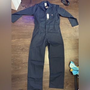 NWT Dickies Mens Navy Cotton Blend Long Sleeve Pockets Straight Leg Coverall